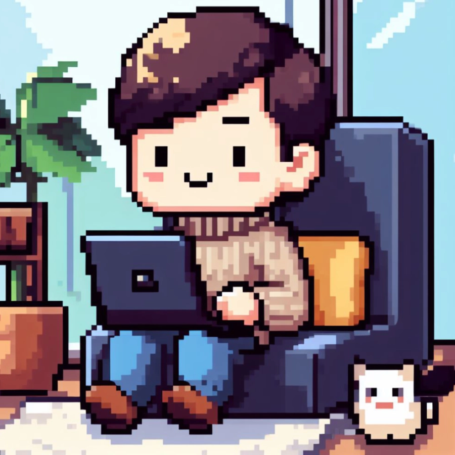 Cute pixel figure of a man.